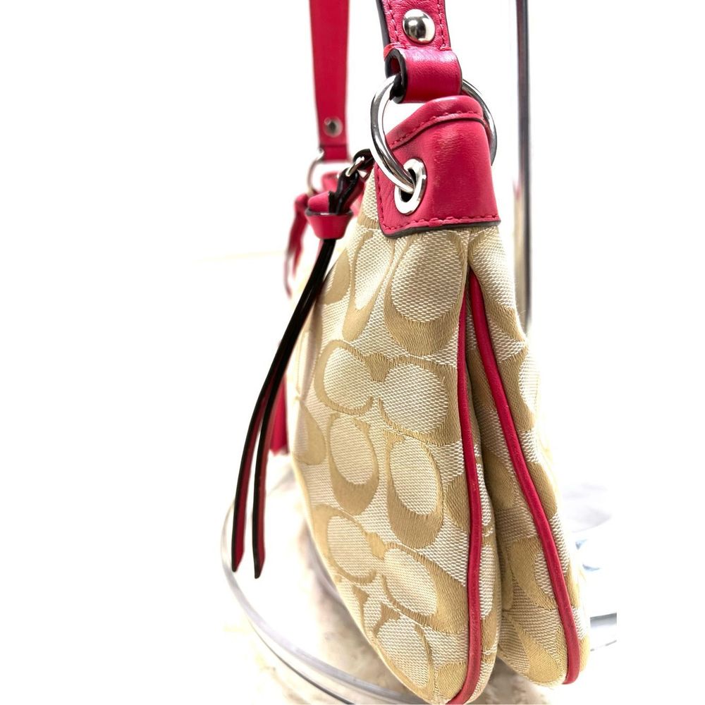 Coach Hobo Handbag Canvas Khaki/Fuchsia Pink Leather In New Condition - Picture 3 of 9